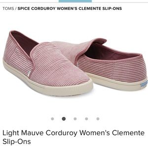 TOMS Corduroy Sip Ons 💙 Light Mauve Sz 9